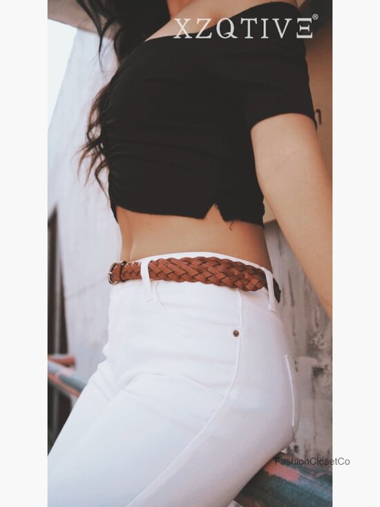 2-Pack Braided Leather Belts Casual Skinny Woven Belt for Jeans main image 6